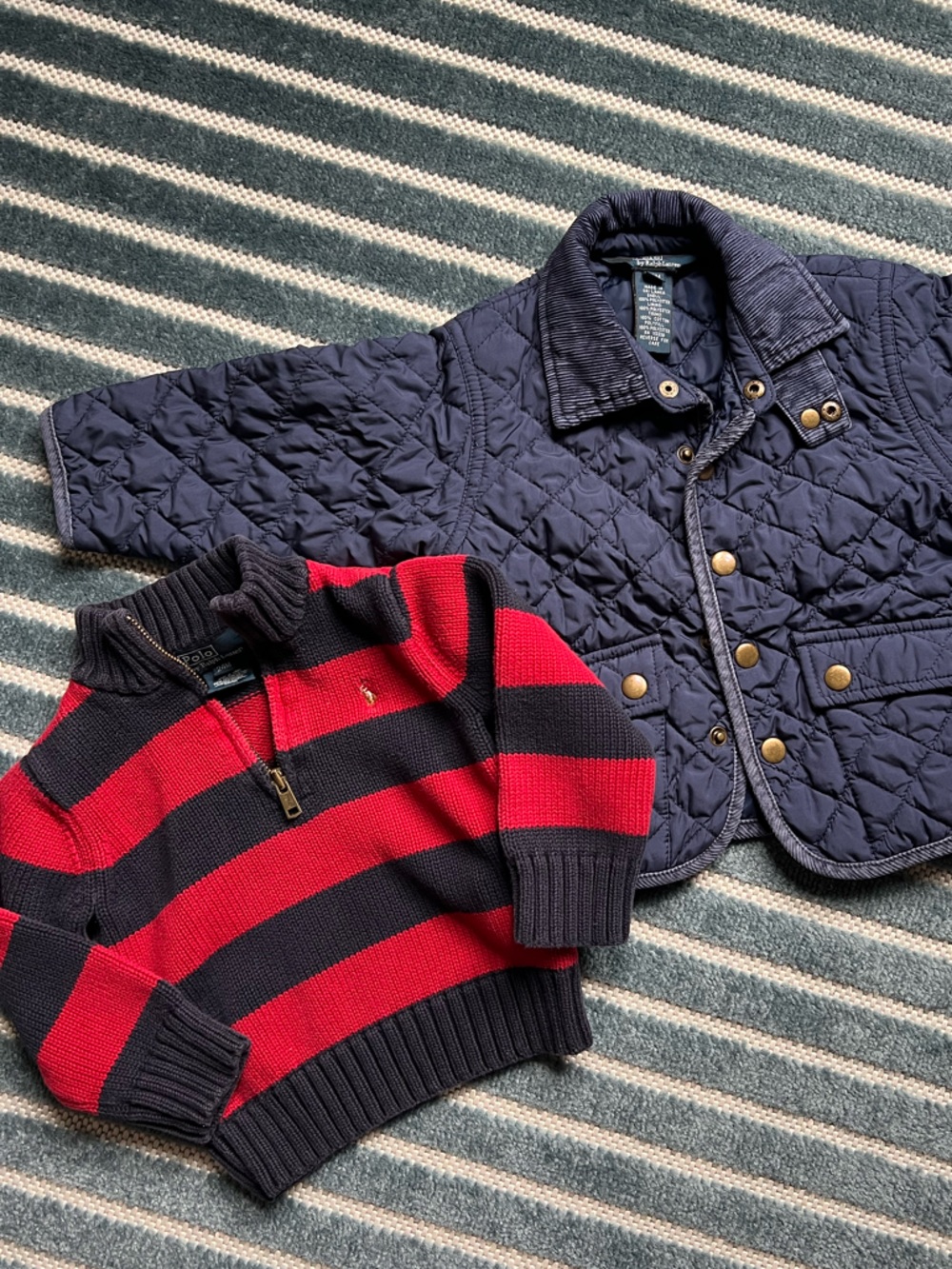 Ralph Lauren quilted/barn jacket 18mo & 1/4 zip sweater 24mo